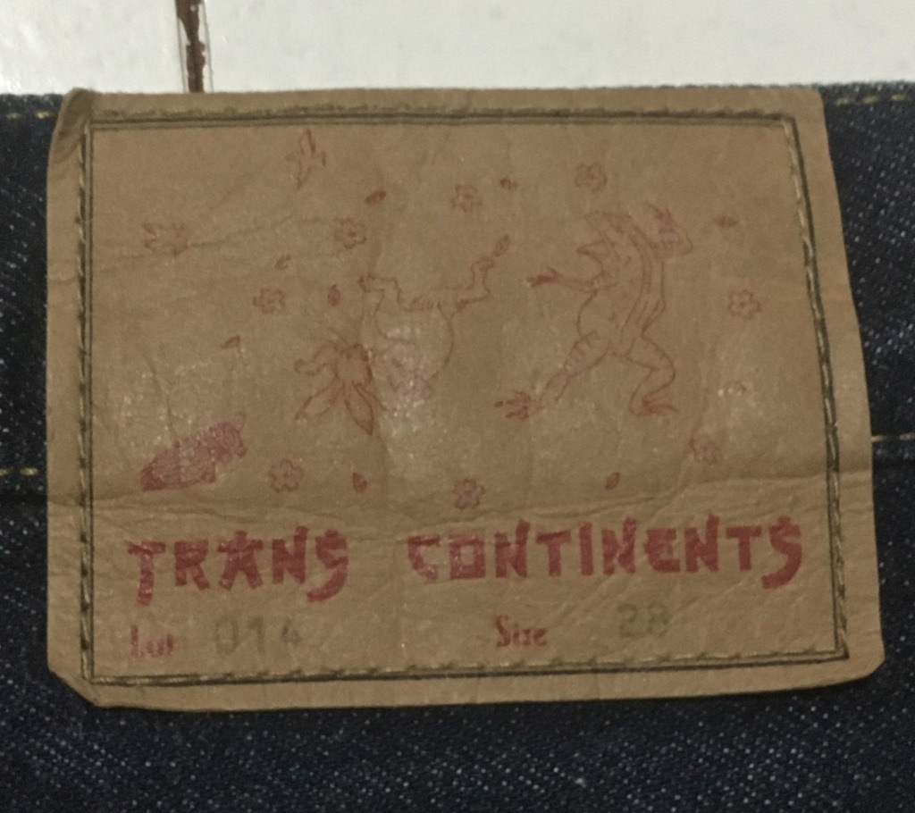 美品 濃紺☆TRANS CONTINENTS トランスコンチネンツ Lot014 ストレート デニムパンツ ジーンズ W28 インディゴ ボタンフライ 日本製_画像6