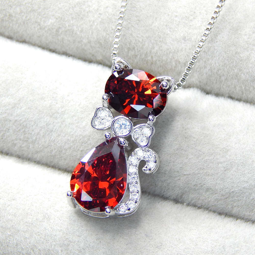 新品★人気★再入荷 リボン猫 CZルビーダイヤモンドネックレス シルバー925 プラチナ仕上 レディースアクセサリー ジルコニア プレゼント
