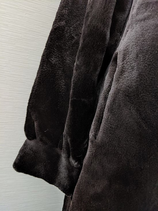 【送料無料】あ690 銀サガ SAGA シェアードミンク 着丈90㎝ ロングコート 毛皮 リアルファー ベルベット Aライン シンプル