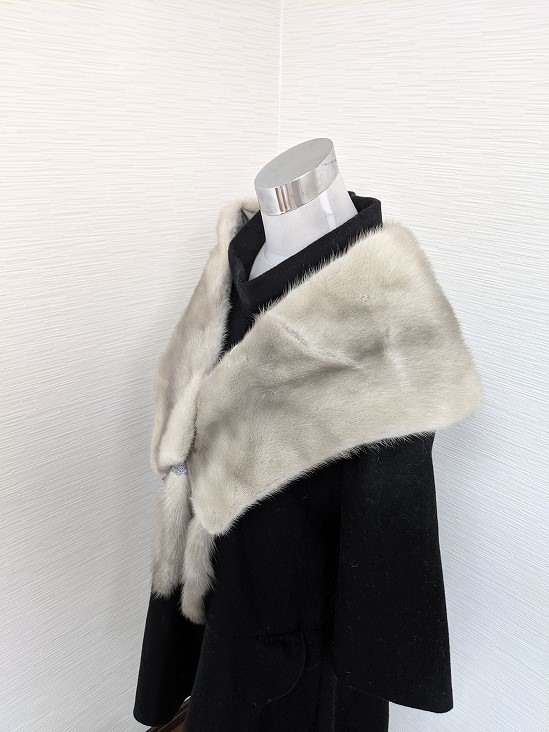 [ free shipping ].566 sapphire mink fur real fur shawl stole beautiful goods ice gray cape bolero Japanese clothes . equipment 