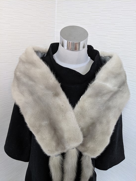 [ free shipping ].566 sapphire mink fur real fur shawl stole beautiful goods ice gray cape bolero Japanese clothes . equipment 