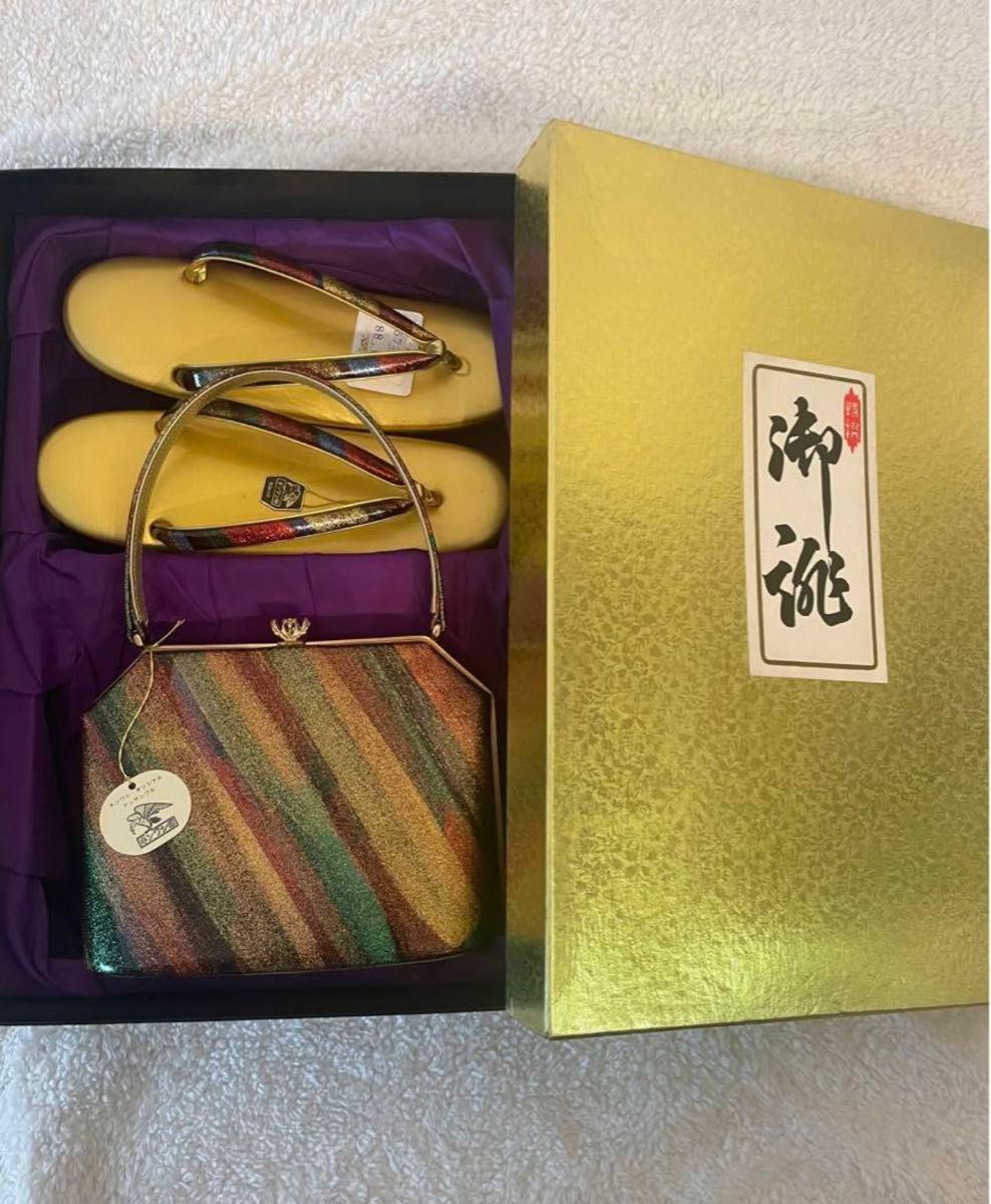 高級和装 金鷲本舗 バッグ草履セット 和装小物 ゴールド 和装バッグ 草履 ハンドバッグ 和装 バッグ
