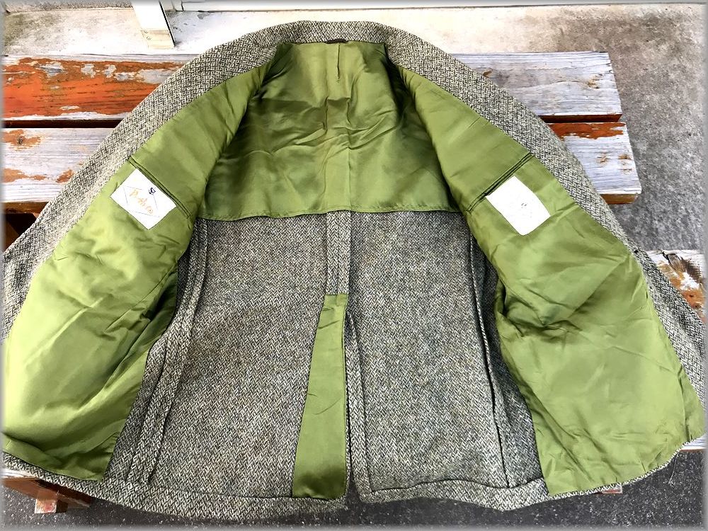 *Perth Ltd. 60s 70s Vintage Harris твид жакет * осмотр Union билет шерстяное пальто 