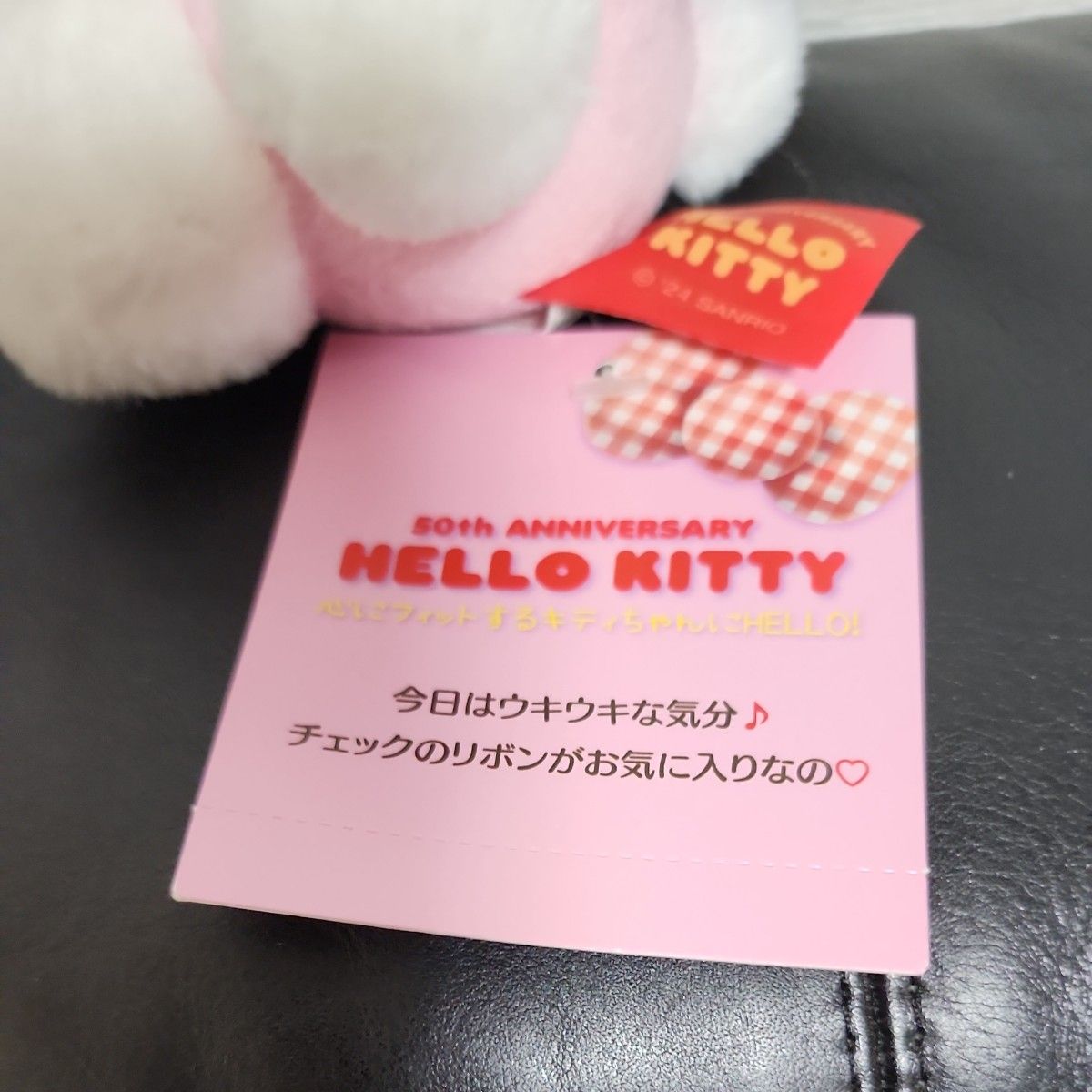 ハローキティ 50周年 ぬいぐるみ ピンク洋服ギンガムリボン ハローキティ 50周年 ぬいぐるみ ピンク洋服ギンガムリボン