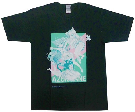 1st anniversary アズールレーン Illustrator 限定品 描き下ろし 明石 如月 睦月 フルカラーTシャツ ブラック アズレン ソシャゲ