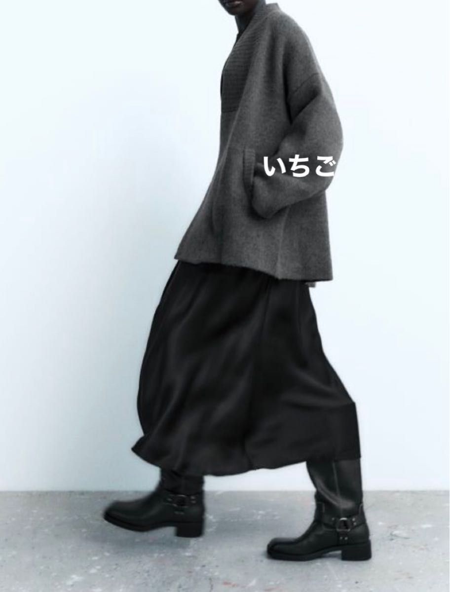 ZARA ハイウエスト ミディスカート サテン M 新品タグ付き ZARA ハイウエスト ミディスカート サテン M 新品タグ付き