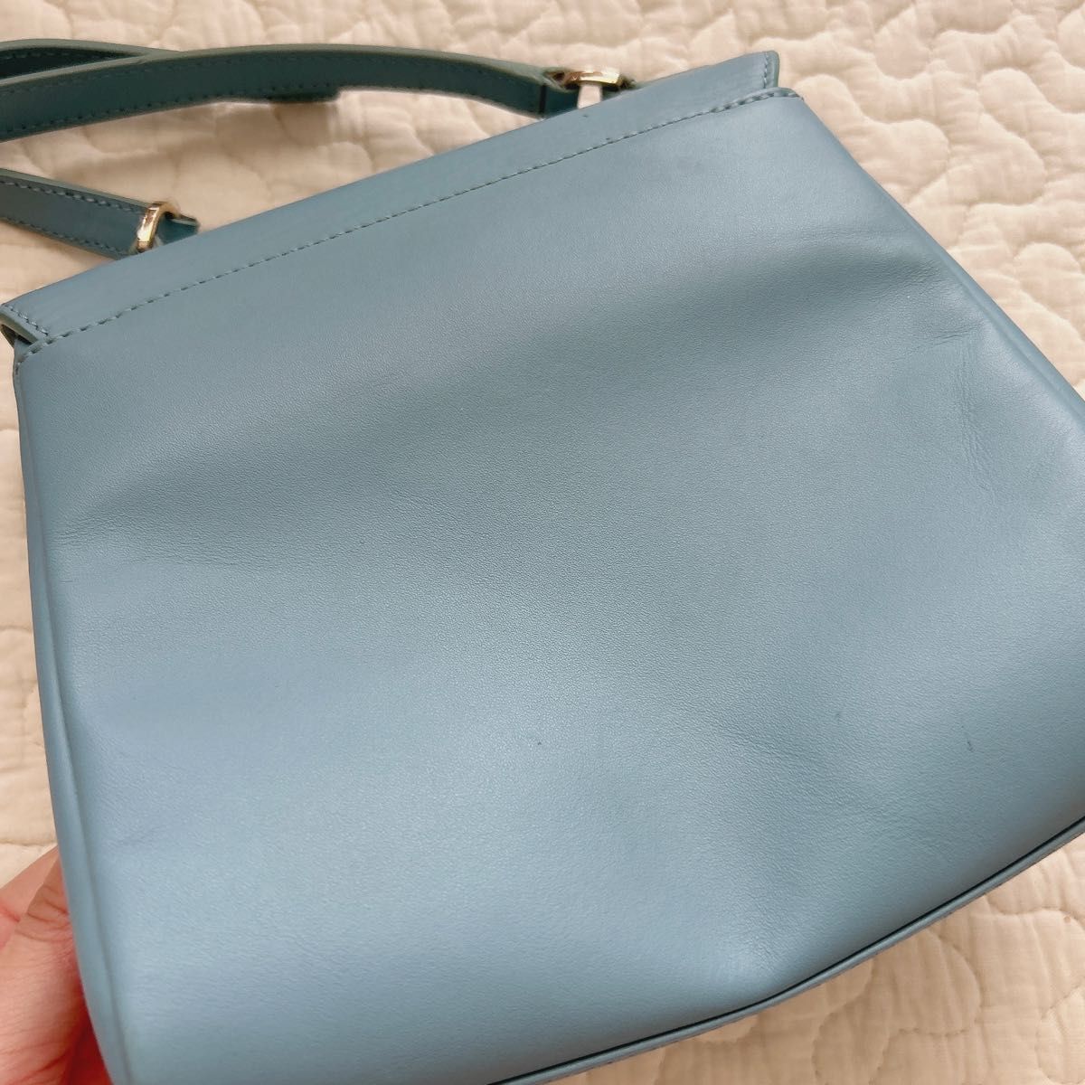 agnes b アニエスベー ショルダーバッグ くすみブルー 2WAY
