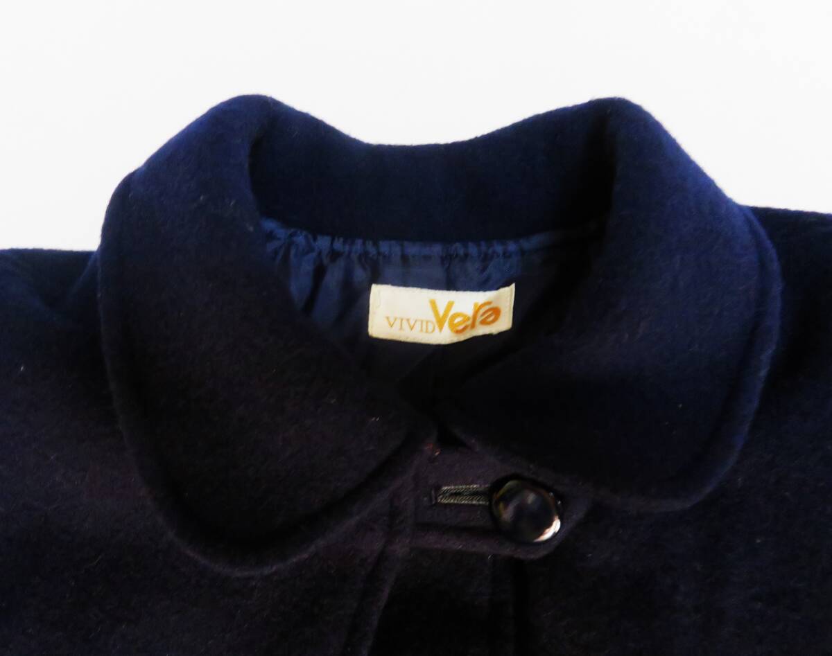 * эпоха Heisei * использование незначительный товар *[ Vere накидка пальто темно-синий цвет (115A) 1 пункт ]