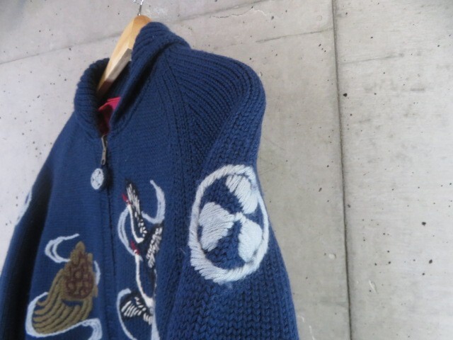 7121s15◆良品です◆リバーシブル◆REMUS レムス 和柄刺繍 ウールニット×スカジャン/カウチンニット/ジャケット/スタジャン/レディース