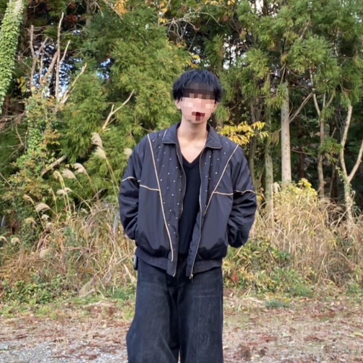 used old vintage jacket 短丈 ナイロンジャケット テック系 黒 used old vintage jacket 短丈 ナイロンジャケット テック系 黒