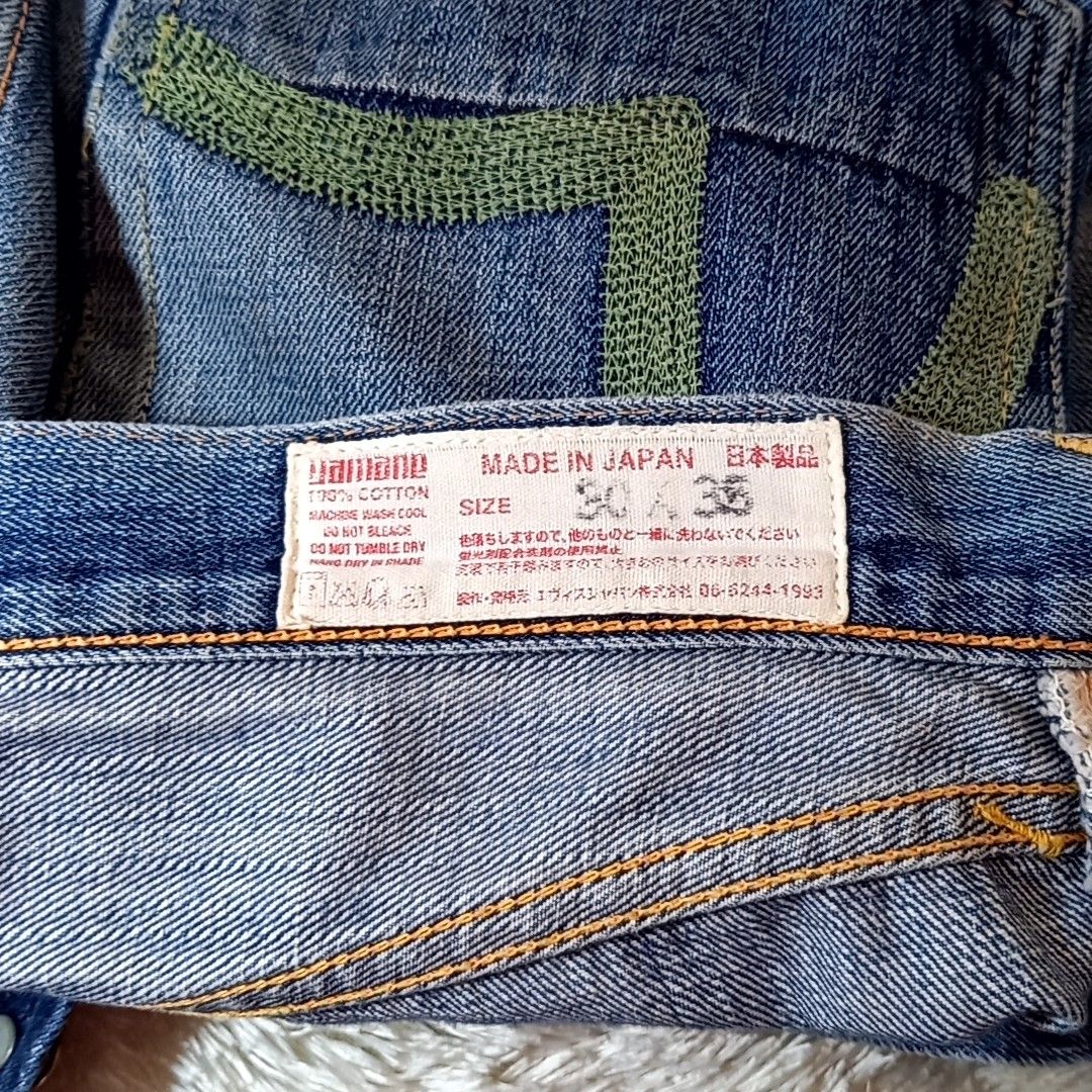 EVISU エヴィス 刺繍 カモメ グリーン W30 2001 日本製 No 2赤耳 EVISU エヴィス 刺繍 カモメ グリーン W30 2001 日本製 No 2赤耳