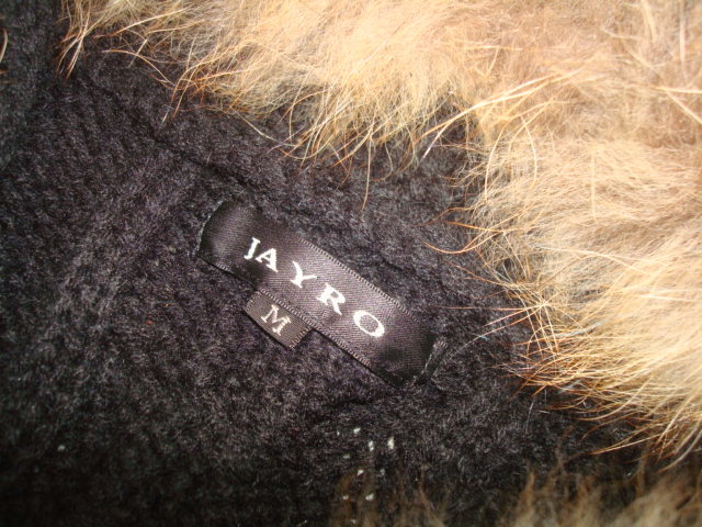 * JAYRO Gyro Chinese racoon asian racoon fur knitted sweater gown cardigan jacket coat black black M size 38 number wool 