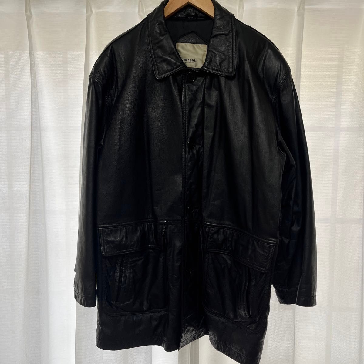 DON-STRONG 本革レザージャケット 90s ヴィンテージ 中綿入り 黒 DON-STRONG 本革レザージャケット 90s ヴィンテージ 中綿入り 黒