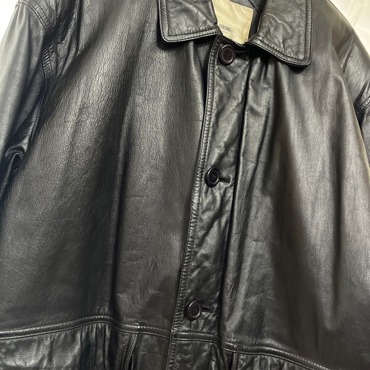DON-STRONG 本革レザージャケット 90s ヴィンテージ 中綿入り 黒 DON-STRONG 本革レザージャケット 90s ヴィンテージ 中綿入り 黒