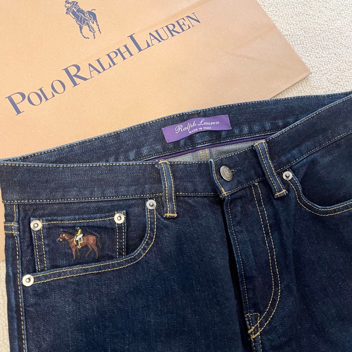 希少 Ralph Lauren Purple Label デニム ポニー刺繍 スリム 希少 Ralph Lauren Purple Label デニム ポニー刺繍 スリム