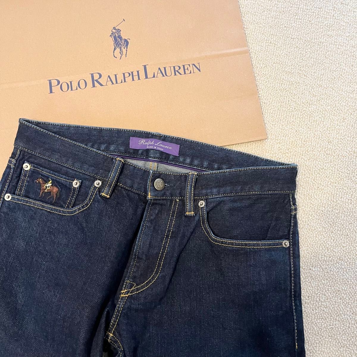 希少 Ralph Lauren Purple Label デニム ポニー刺繍 スリム 希少 Ralph Lauren Purple Label デニム ポニー刺繍 スリム