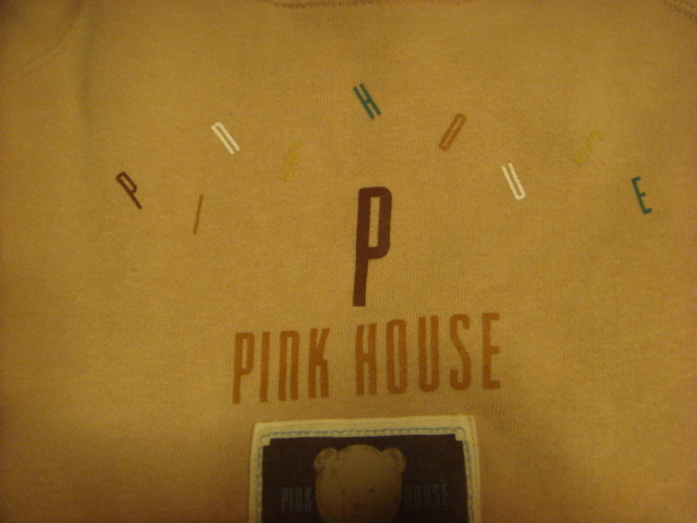 1912ピンクハウスPINK HOUSEカンガルーポケット付パッチ/プリント スウェットシャツ トレーナー_画像4