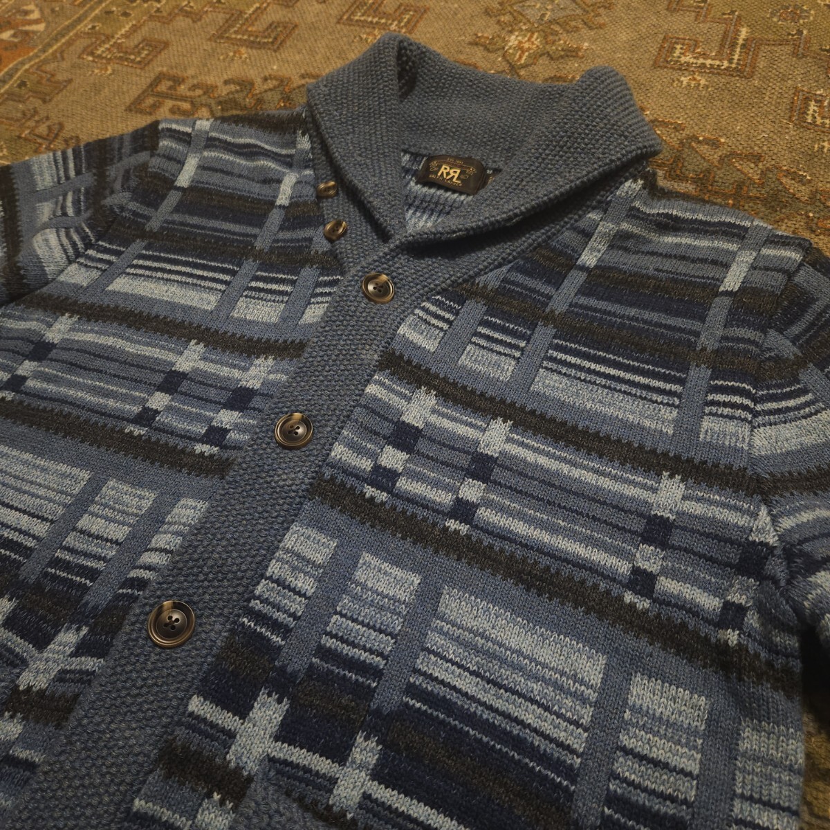 最高級】 RRL Indigo Wool Blend Cardigan 【L】 インディゴ 最高級】 RRL Indigo Wool Blend Cardigan 【L】 インディゴ