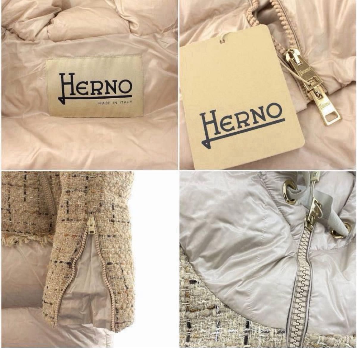 最終値下げ 新品タグ付き ヘルノ HERNO ツイード切り替え×ダウン 最終値下げ 新品タグ付き ヘルノ HERNO ツイード切り替え×ダウン