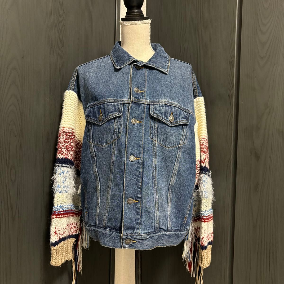 ZARA ザラ ニットスリーブ デニムジャケット ジージャン ZARA ザラ ニットスリーブ デニムジャケット ジージャン