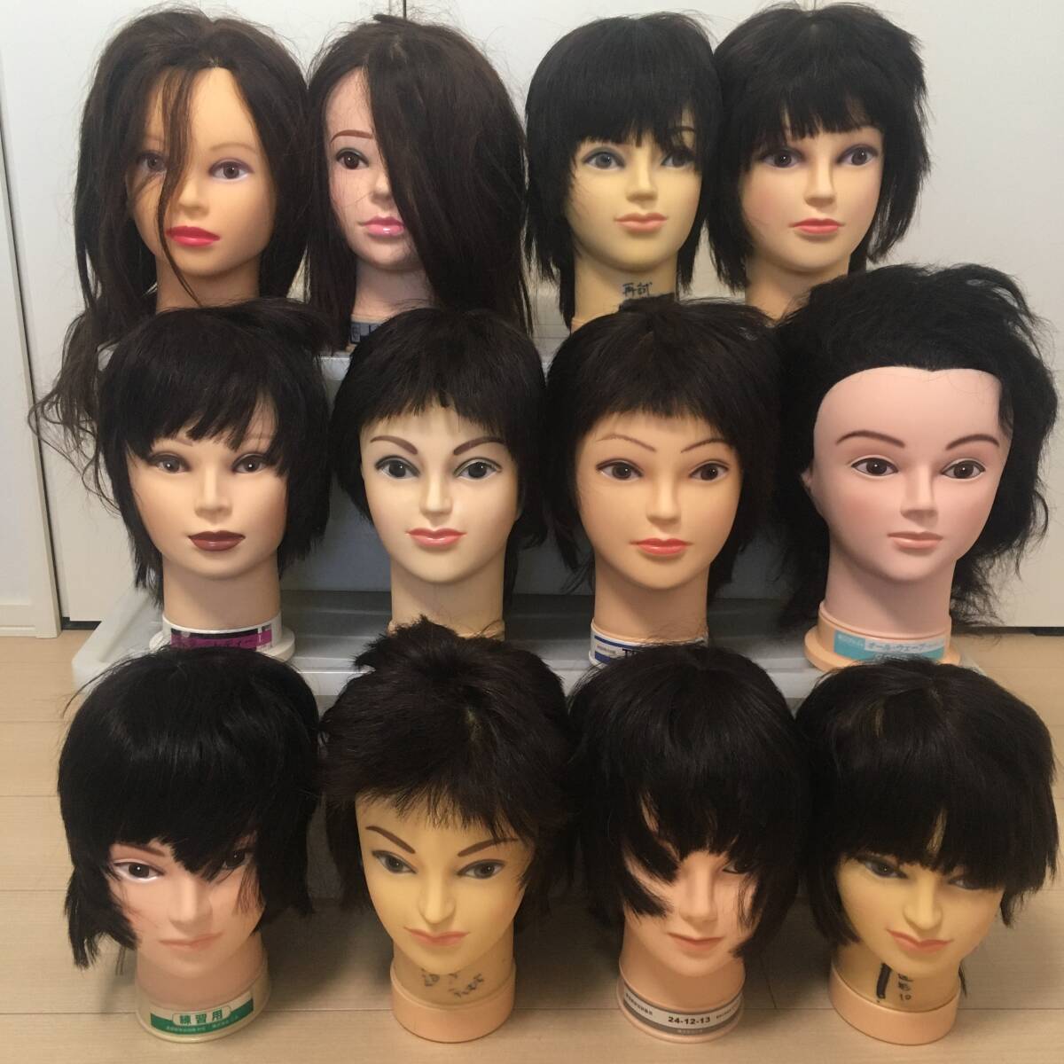 ① カットウィッグ 12体セット ヘアカット カット マネキン 美容 ① カットウィッグ 12体セット ヘアカット カット マネキン 美容