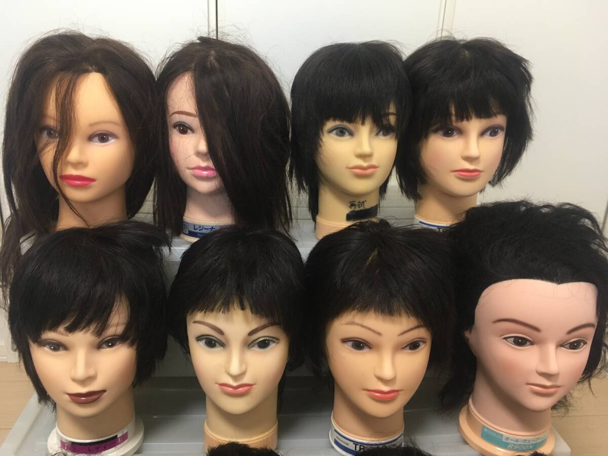 ① カットウィッグ 12体セット ヘアカット カット マネキン 美容 ① カットウィッグ 12体セット ヘアカット カット マネキン 美容