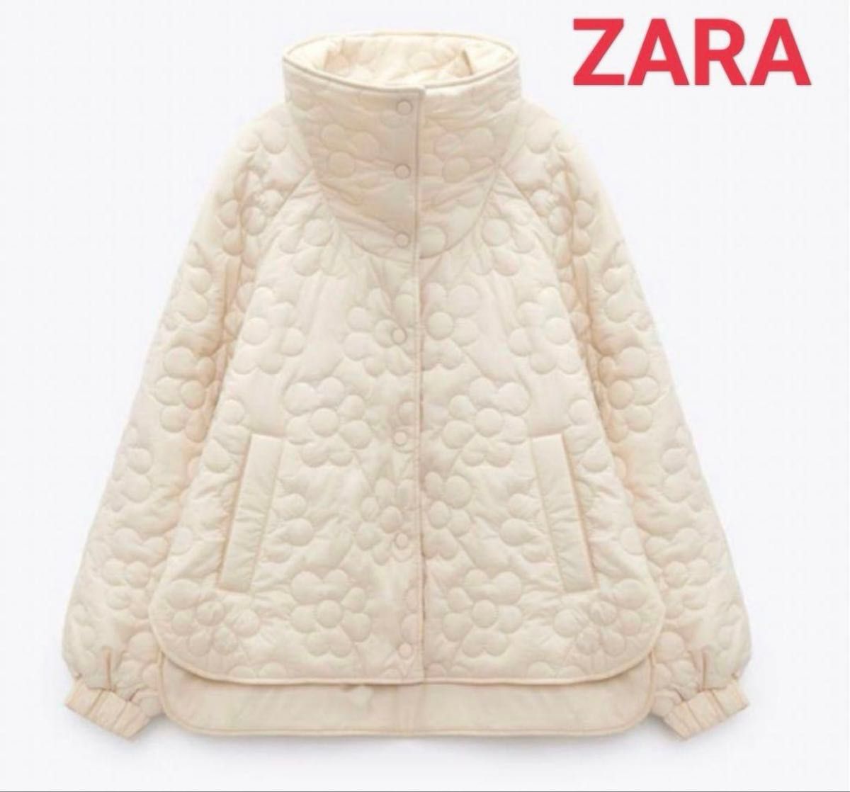 ZARA ザラ フラワーキルティングジャケット アイボリーホワイト ZARA ザラ フラワーキルティングジャケット アイボリーホワイト