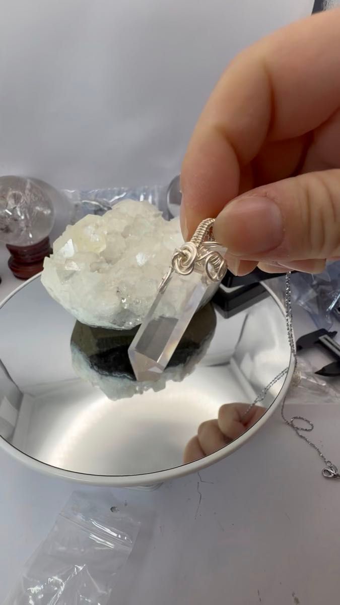1番最高級のレムリアンシード天然水晶 コロンビア産の神秘的で力強いクリスタル ペンダントセット AAA級