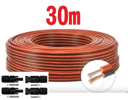 30m MC4付き ソーラーパネル 延長ケーブル AWG12 12AWG 3.5SQ ソーラー充電ケーブル 太陽光コネクター 太陽光発電 コネクタ