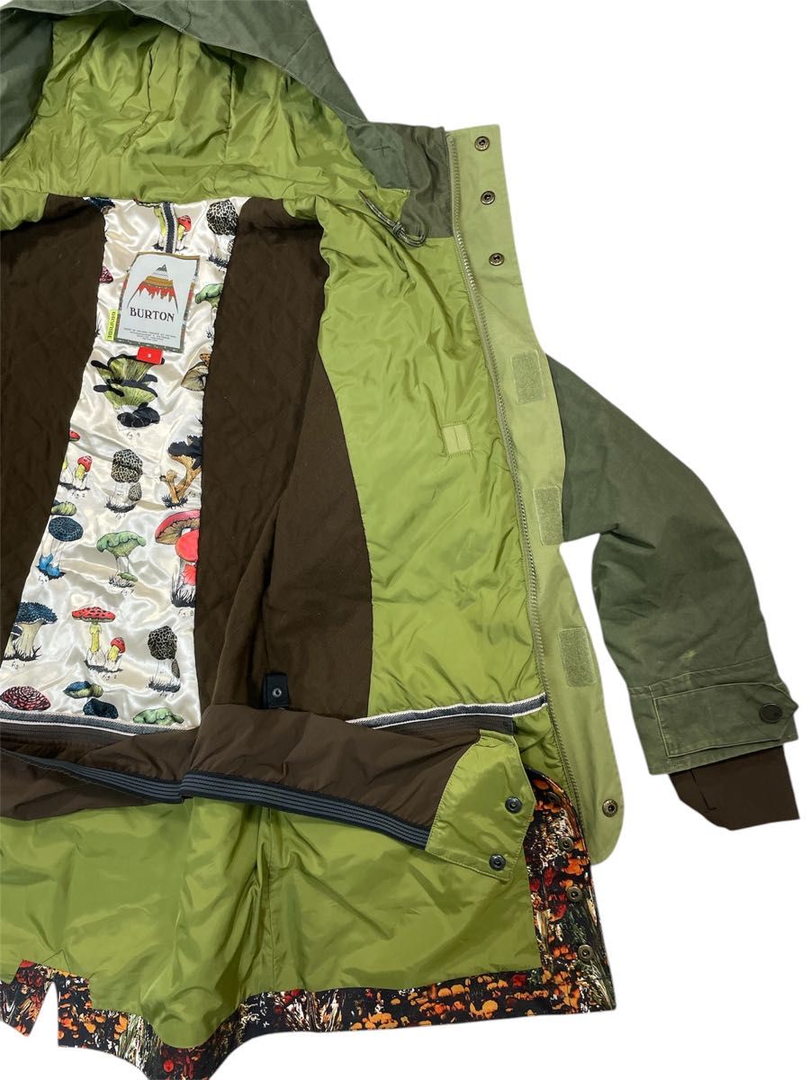 BURTON スノーボードウェア バートン カーキ キノコ柄裏地 S BURTON スノーボードウェア バートン カーキ キノコ柄裏地 S