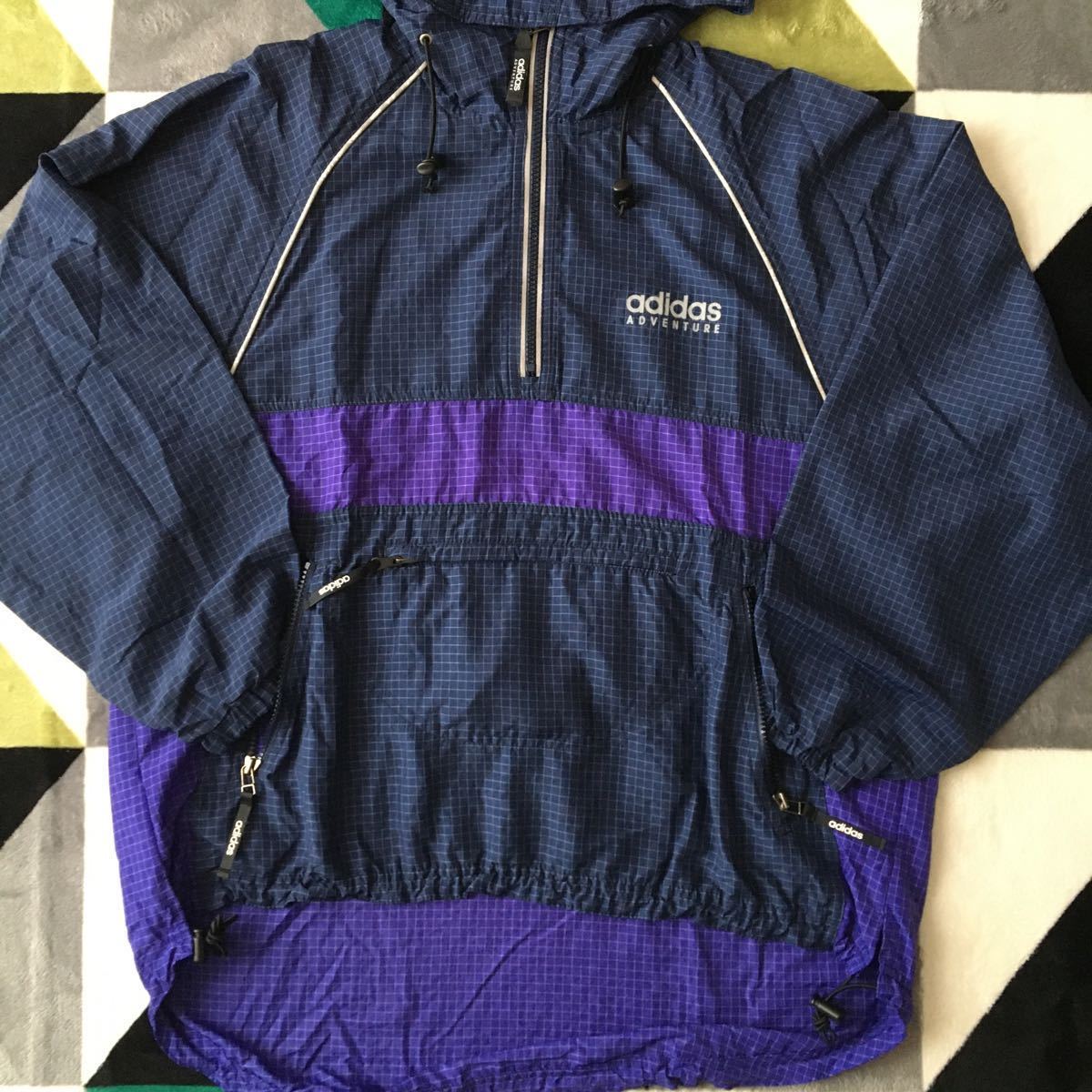 美品 90s adidas ADVENTURE ナイロンパーカー マウンテンパーカー アノラックパーカー アディダス アドベンチャー デサント製 大きい