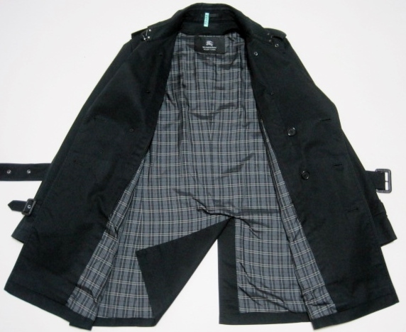 BURBERRY BLACK LABEL希少14A/Wライナー付きコットンギャバジン トレンチ コートLジャケット黒レザー3ダウン バーバリー ブラックレーベル_画像10