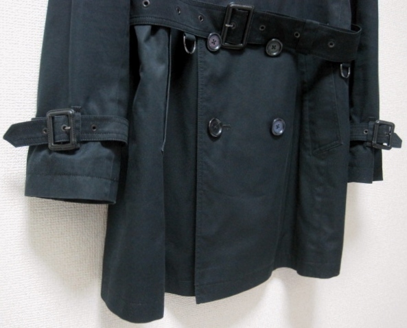 BURBERRY BLACK LABEL希少14A/Wライナー付きコットンギャバジン トレンチ コートLジャケット黒レザー3ダウン バーバリー ブラックレーベル_画像7