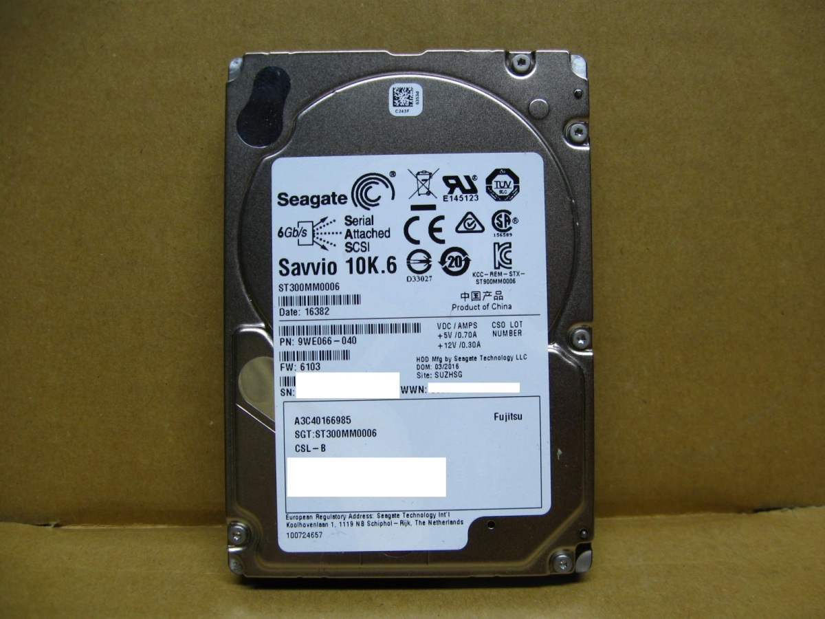 ▽SEAGATE ST300MM0006 300GB SAS 10krpm 2.5型 内蔵HDD 中古 Savvio 10K.6_画像1