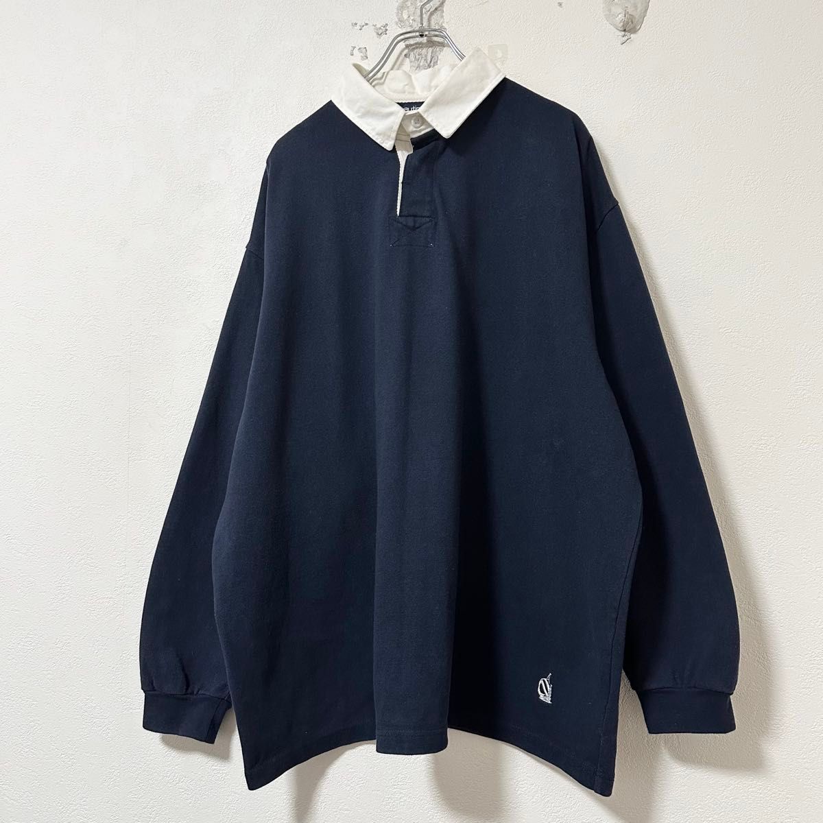 美品 NAUTICA/ノーティカ ラガーシャツ ネイビー/紺白 XL〜2XL 美品 NAUTICA/ノーティカ ラガーシャツ ネイビー/紺白 XL〜2XL