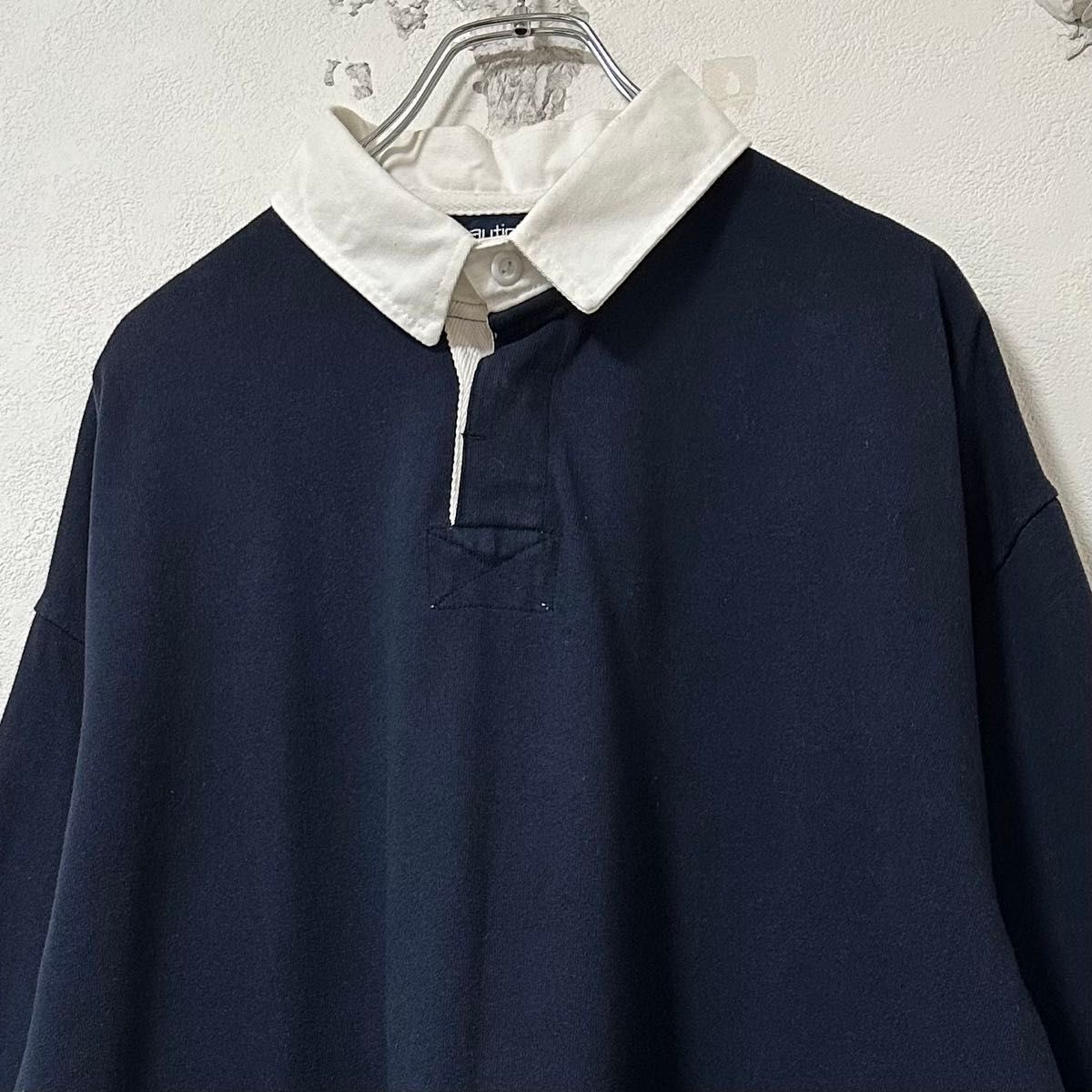 美品 NAUTICA/ノーティカ ラガーシャツ ネイビー/紺白 XL〜2XL 美品 NAUTICA/ノーティカ ラガーシャツ ネイビー/紺白 XL〜2XL