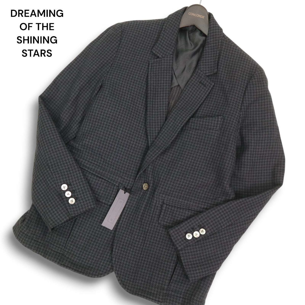 【新品 未使用】 DREAMING OF THE SHINING STARS 秋冬 千鳥柄★ テーラード ジャケット Sz.2　メンズ グレー 定価5.6万　C4T11020_C#N