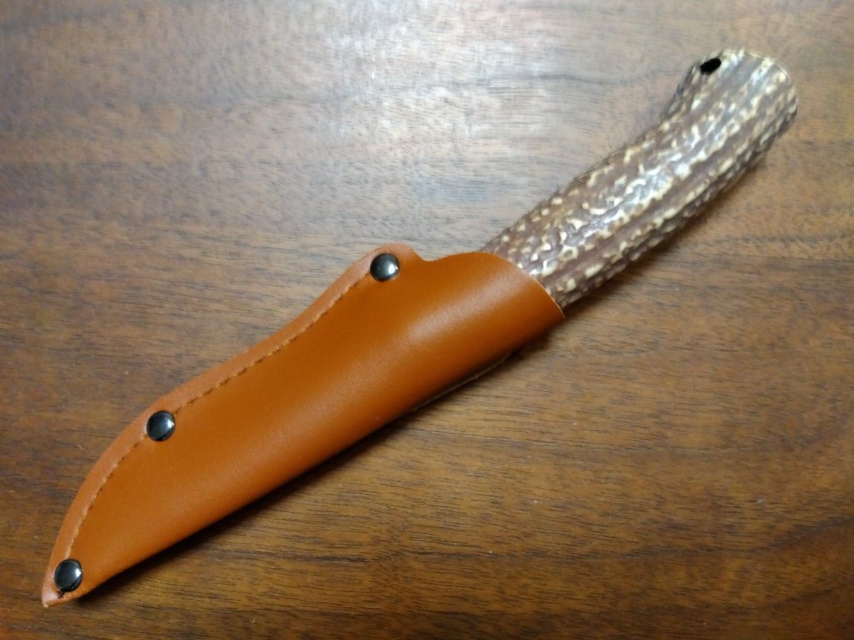 ダマスカス・パターン 模造スタッグ(鹿の角)ハンドル キャンプ ダマスカス・パターン 模造スタッグ(鹿の角)ハンドル キャンプ