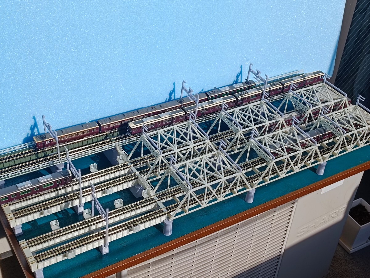 Nゲージ 三複線 トラス鉄橋 展示台 阪急 ジオラマ モジュール Nゲージ 三複線 トラス鉄橋 展示台 阪急 ジオラマ モジュール