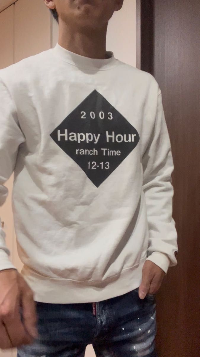 チャンピオン2003 Happy Hour スウェット 日本Mサイズ トレーナー スウェット 長袖 スウェットトレーナー トップス