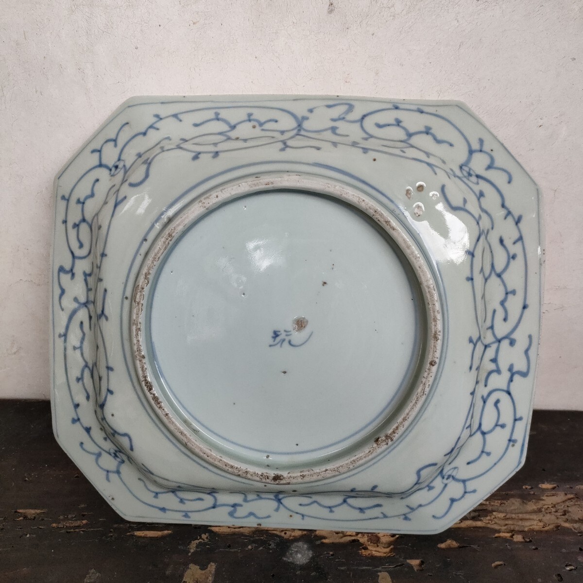 古伊万里 染付 大皿 角皿 八角皿 時代物 骨董 和食器 印判 古伊万里 染付 大皿 角皿 八角皿 時代物 骨董 和食器 印判