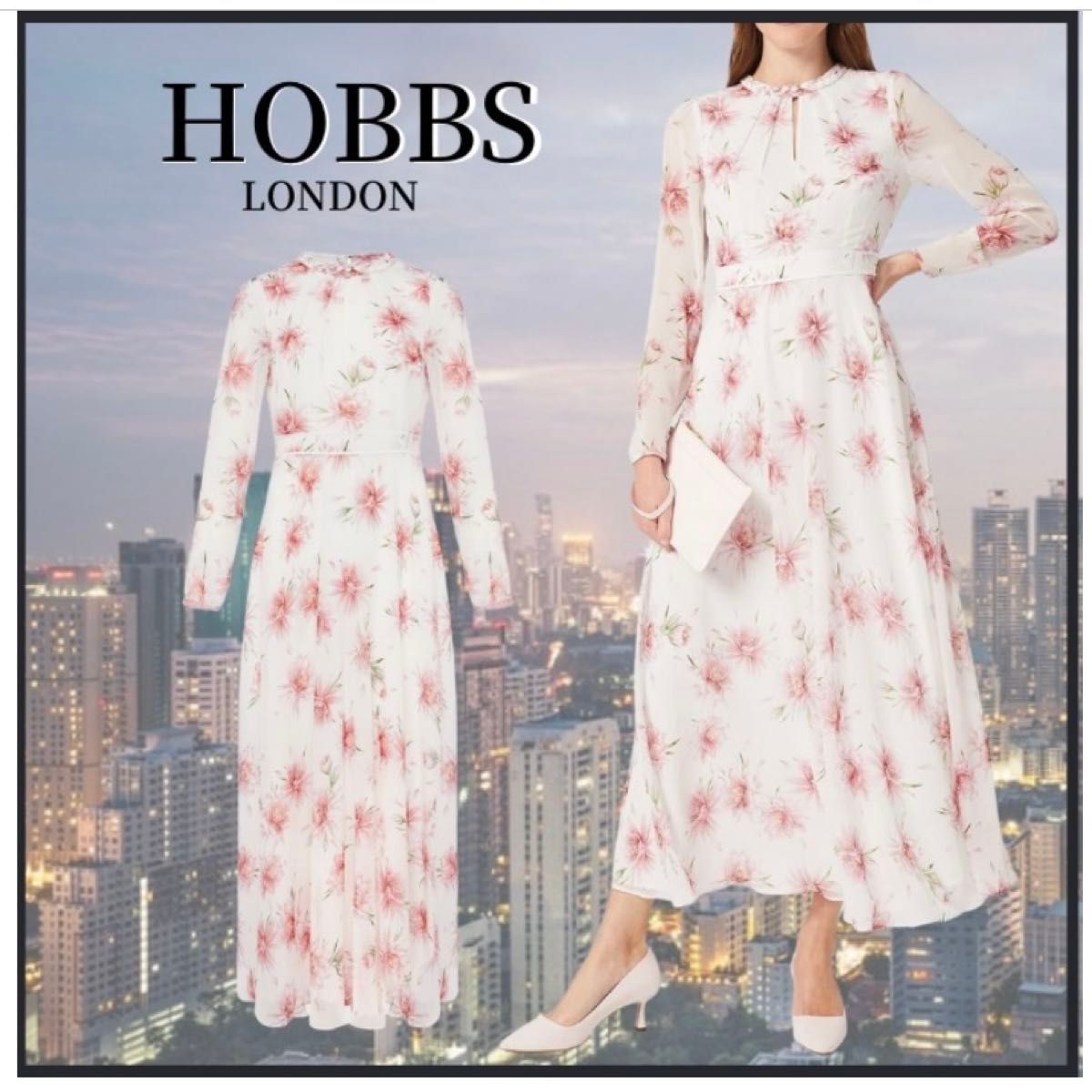 キャサリン妃愛用【HOBBS】美しいシルク◇花柄ロングワンピース 新品未使用 HOBBS LONDON ワンピース 花柄 phase eight