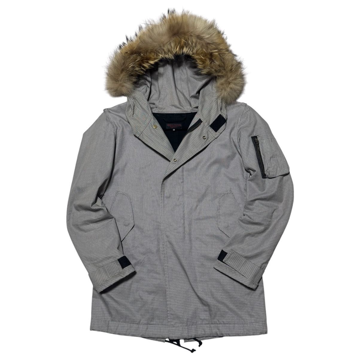REATS TAILOR ZAZOUS リーツテイラーザズー モッズコート メンズ サイズ38 M相当 チェック柄 ラクーンファー REATS TAILOR ZAZOUS リーツテイラーザズー モッズコート メンズ サイズ38 M相当 チェック柄 ラクーンファー