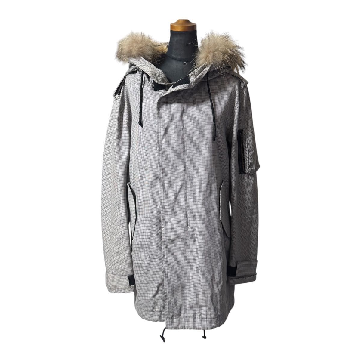 REATS TAILOR ZAZOUS リーツテイラーザズー モッズコート メンズ サイズ38 M相当 チェック柄 ラクーンファー REATS TAILOR ZAZOUS リーツテイラーザズー モッズコート メンズ サイズ38 M相当 チェック柄 ラクーンファー