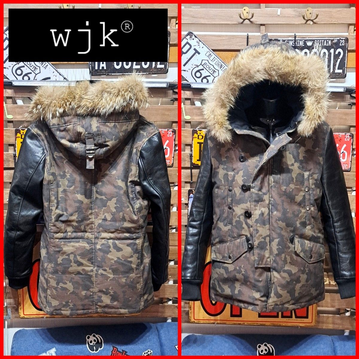 定価12万 wjk ダブルジェーケー コヨーテファー 袖レザー 定価12万 wjk ダブルジェーケー コヨーテファー 袖レザー