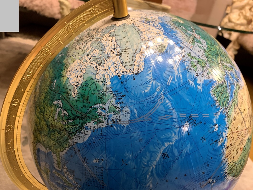 UCHIDA 地球儀 球径30㎝ ワールド ポート レート インテリア スタンド木製 内田洋行 世界地図 地図 _画像7