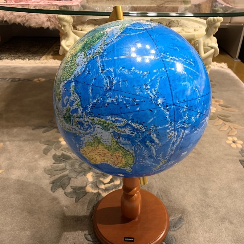 UCHIDA 地球儀 球径30㎝ ワールド ポート レート インテリア スタンド木製 内田洋行 世界地図 地図 _画像3