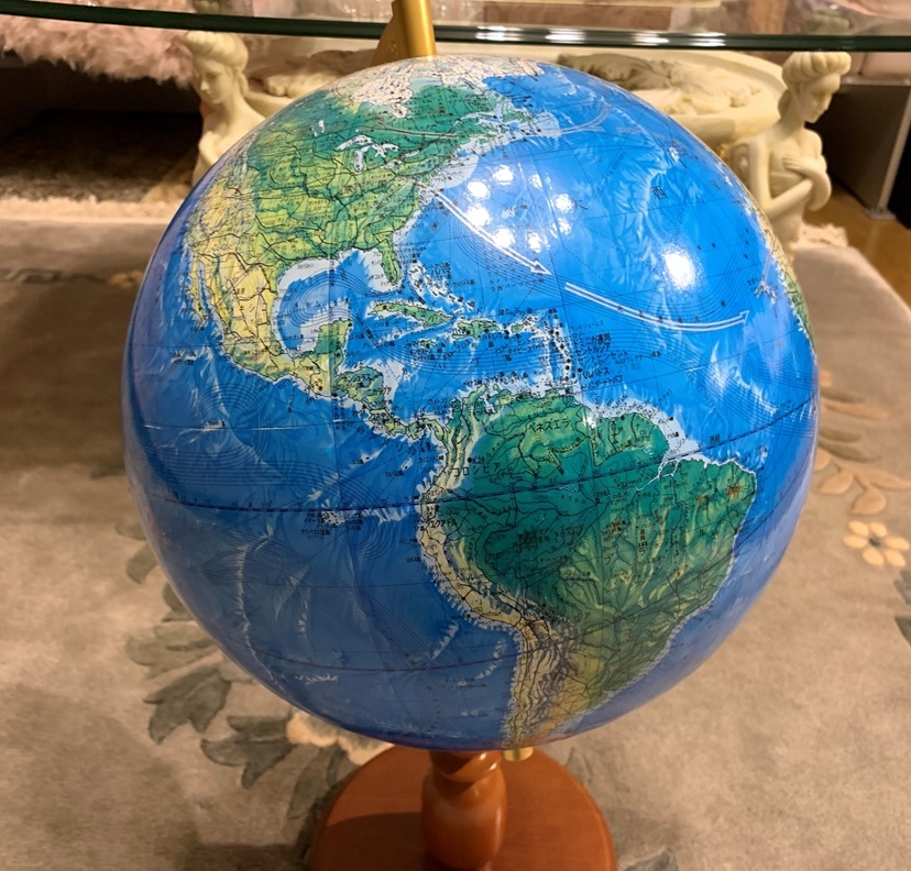 UCHIDA 地球儀 球径30㎝ ワールド ポート レート インテリア スタンド木製 内田洋行 世界地図 地図 _画像4