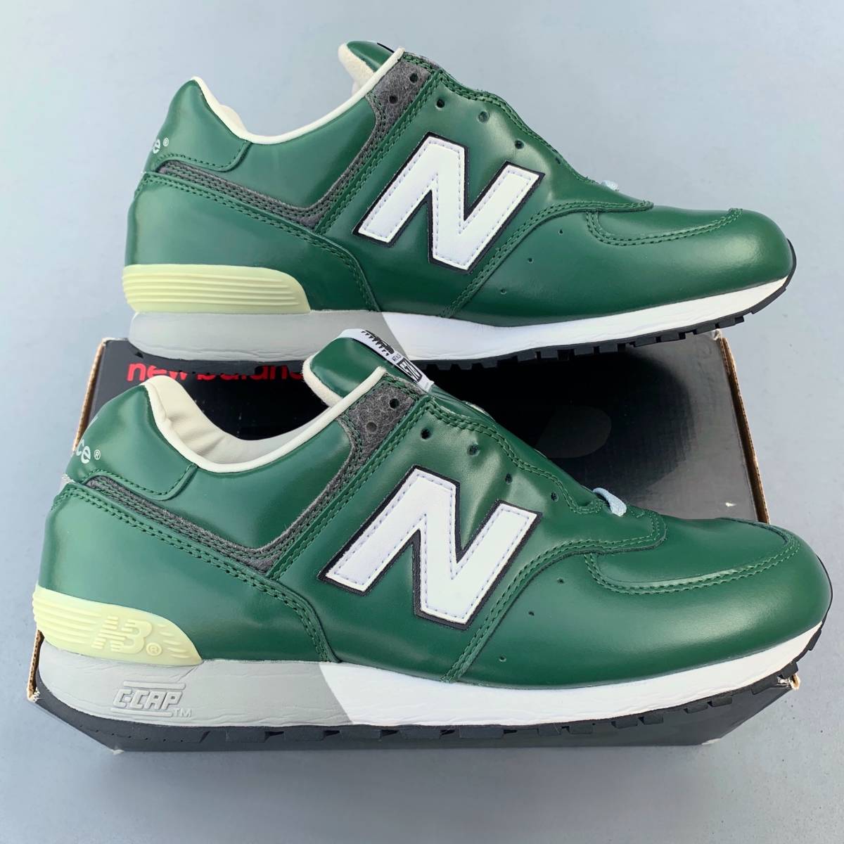 デッドストック USA製 NEW BALANCE M576G GREEN US9.5D 27.5cm ガラスレザー ビンテージ アメリカ米国製 緑 グリーン×ホワイト スニーカー_画像3