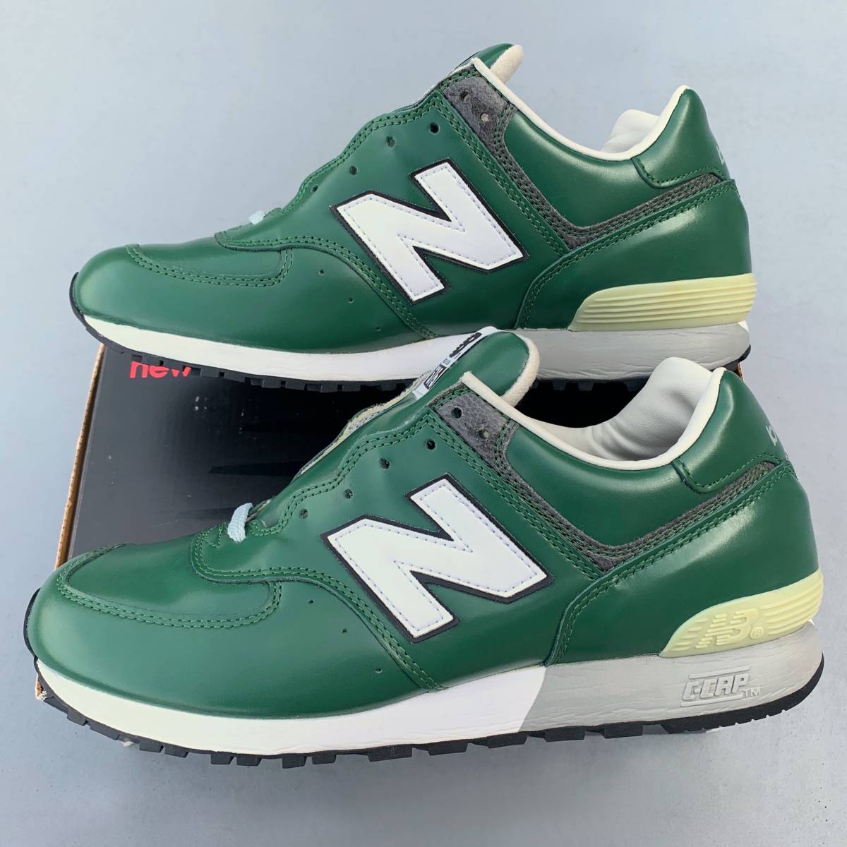 デッドストック USA製 NEW BALANCE M576G GREEN US9.5D 27.5cm ガラスレザー ビンテージ アメリカ米国製 緑 グリーン×ホワイト スニーカー_画像2